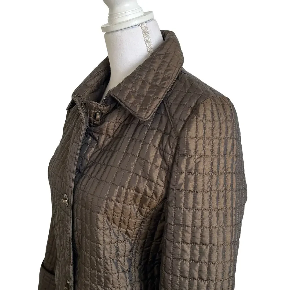 Carole Little Jacket Small Metallic Bronze Quilted Twist Metal Buttons Classic